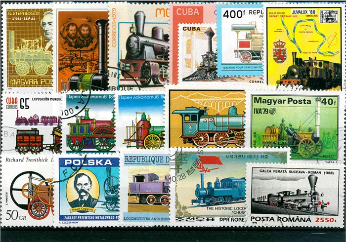 Collectible Vintage Postage Stamps - 50 buah/lot cap kereta api tua