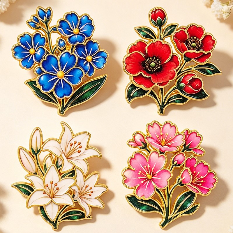 Pin Enamel Bunga Vintage Warna - Vintage Items ulasan dan harga