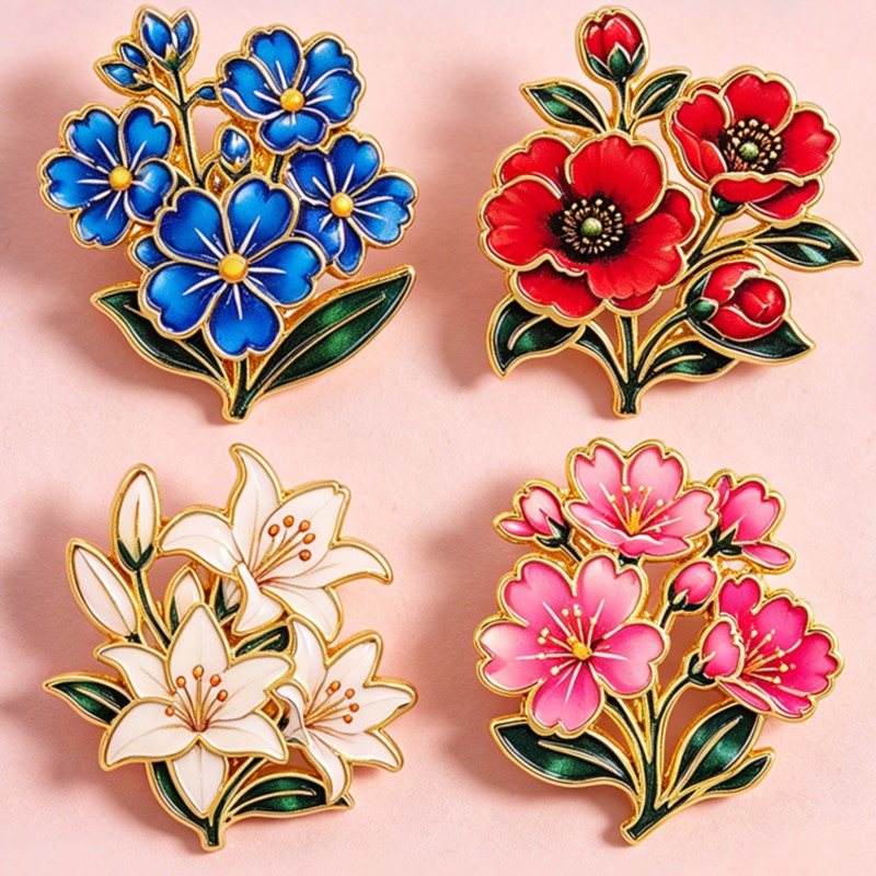Pin Enamel Bunga Vintage Warna - Vintage Items ulasan dan harga