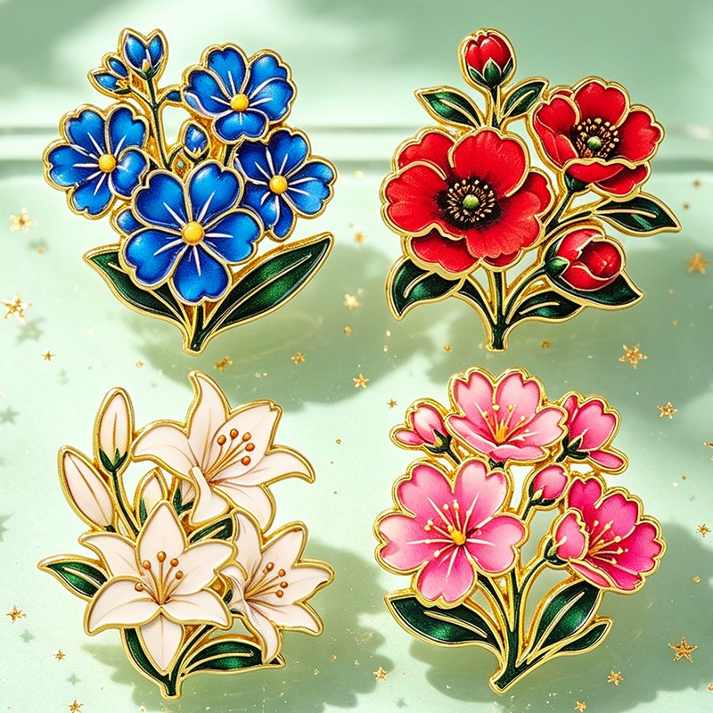 Pin Enamel Bunga Vintage Warna - Vintage Items ulasan dan harga